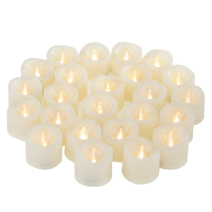 Battery Operated LED Votive Candles Realistic Flickering Flameless Tea Lights Set Bulk Electric Fake Night Candle Lights for Xmas Christmas Party Wedding Decorations Gifts 24 Pack Batteries Included