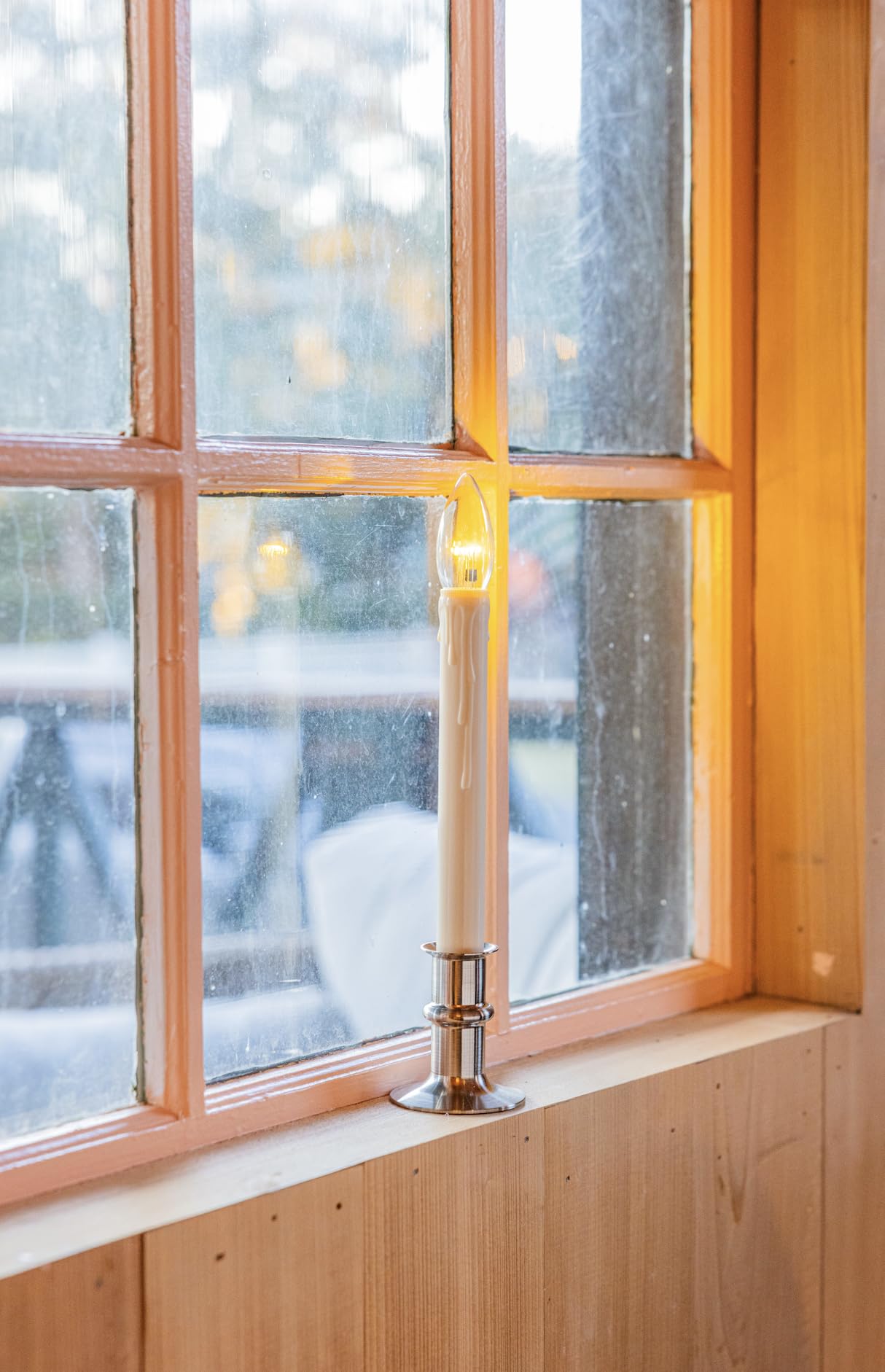 Celestial Lights Set of Four Battery Operated Remote Programmable Window Hugger Candle for Narrow Window Sills Daily Timer Choose 6, 8, or 10 Hours Flicker or Steady (Black Oynx)