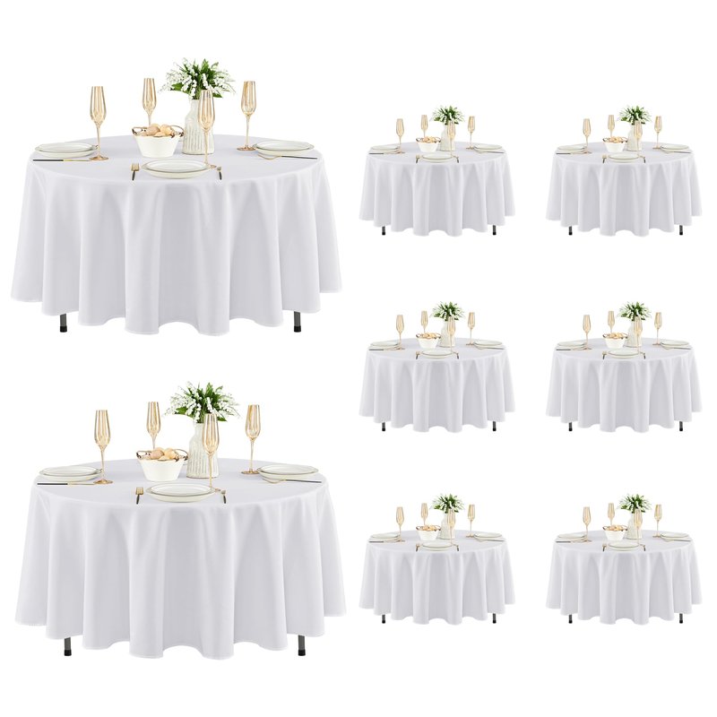 Fitable 8 Pack Round Tablecloths: Stain Resistant Wrinkle Free Circle Table Clothes, Washable Reusable Polyester Table Covers for Wedding Party Birthday Banquet Reception(White, 70 Inch)