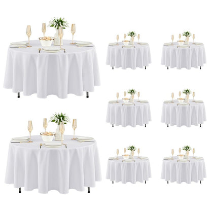 Fitable 8 Pack Round Tablecloths: Stain Resistant Wrinkle Free Circle Table Clothes, Washable Reusable Polyester Table Covers for Wedding Party Birthday Banquet Reception(White, 70 Inch)