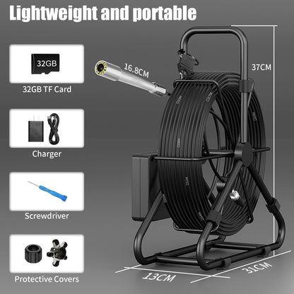 ESANHAO Sewer Camera 100ft Drain Pipe Camera Plumbing Snake 8500mAh Battery, 23mm HD, 12LEDs, DVR Recording, 32GB TF Card Included