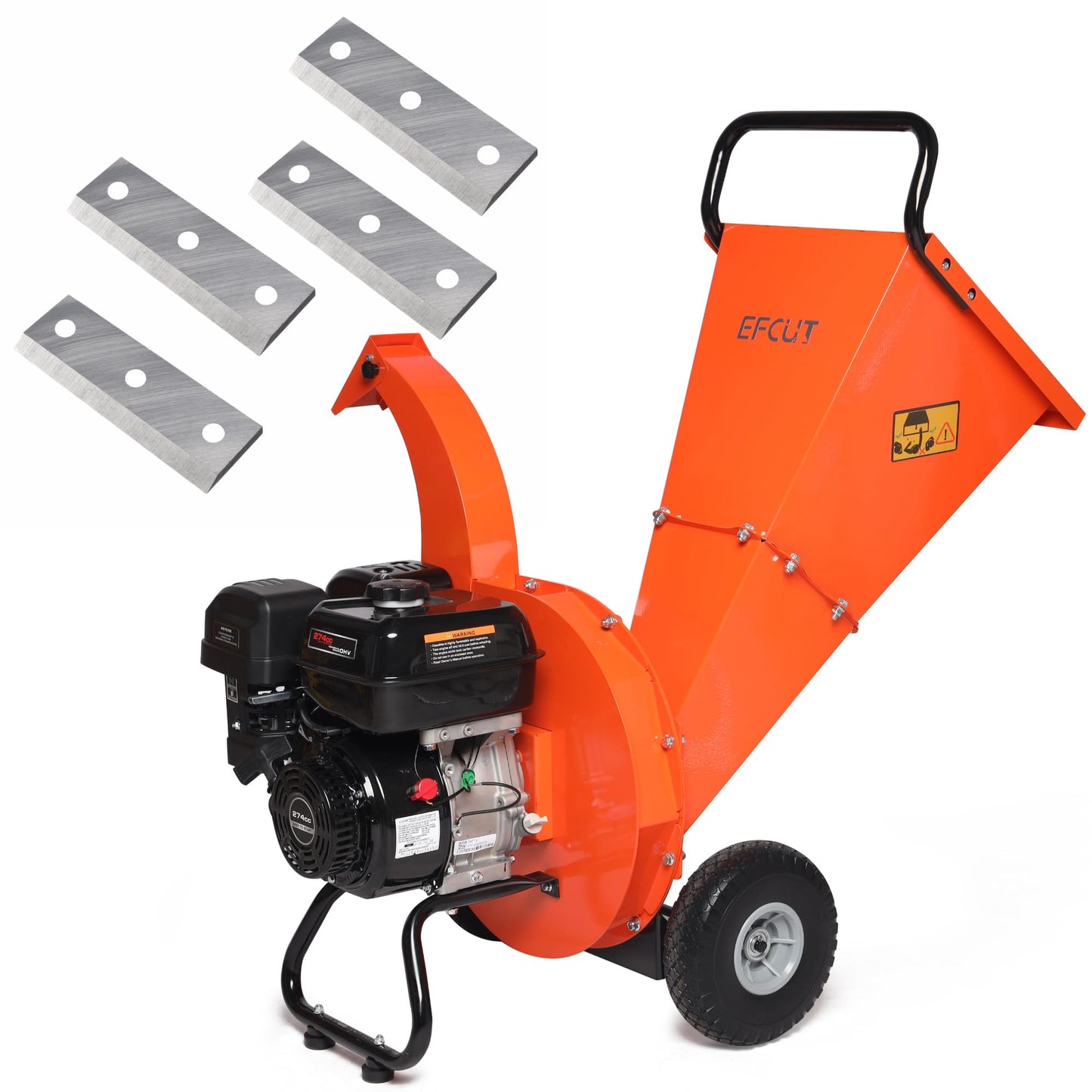 EFCUT C40 Wood Chipper 4" inch Max + Replacement Blades 4 Pcs [Exclusive Bundle Deal]
