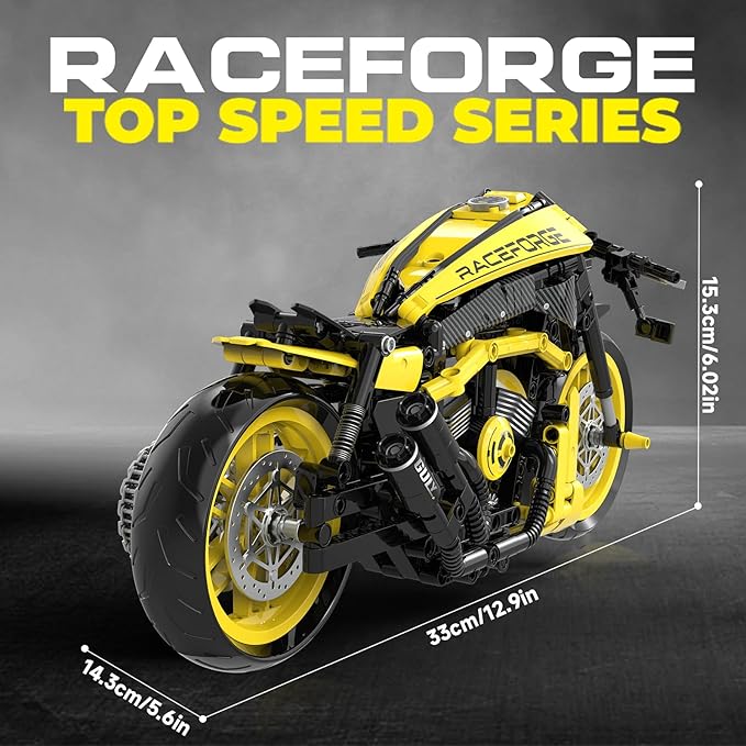 MJDDJA 1:8 Muscle Motorcycle Car Building Set for Adults Kickstand for Display Muscle Bike Chopper Building BlocksHome Office DecorGift for Adults Birthday(554PCS)