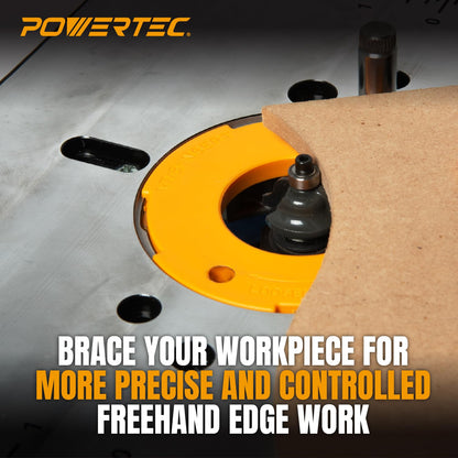 POWERTEC Benchtop Router Table w/Metal Stand and Adjustable Fence Set – 24" x 16" Laminated MDF Top, Aluminum Insert Plate, 2-1/2" Dust Port, Fence Stop, Featherboard and More Accessories (71963)