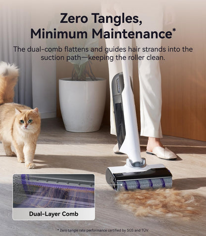 NARWAL S30 Wet Dry Vacuum Cleaner with 20000Pa Suction, 176°F Self-Cleaning, Heated Drying, Disposable Waste Bag, Tangle-Free, Cordless Vacuum Mop for Hard Floors & Edge Cleaning, Easy to Use