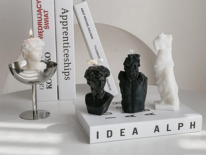 David Bust Statue Scented Candle,110G Aroma Soy Wax Greek Aesthetic Decorative Candle for Table Photo Prop Birthday Gift,Prefect for Meditation Stress Relief Mood Boosting Bath Yoga (White)