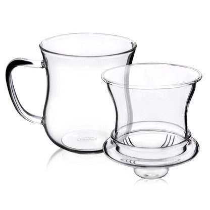 CNGLASS Glass Tea Cup with Removable Infuser and Lid,10oz Thickened Glass Infuser Mug,Borosilicate Glass Mug for Loose Leaf Tea,Teabags