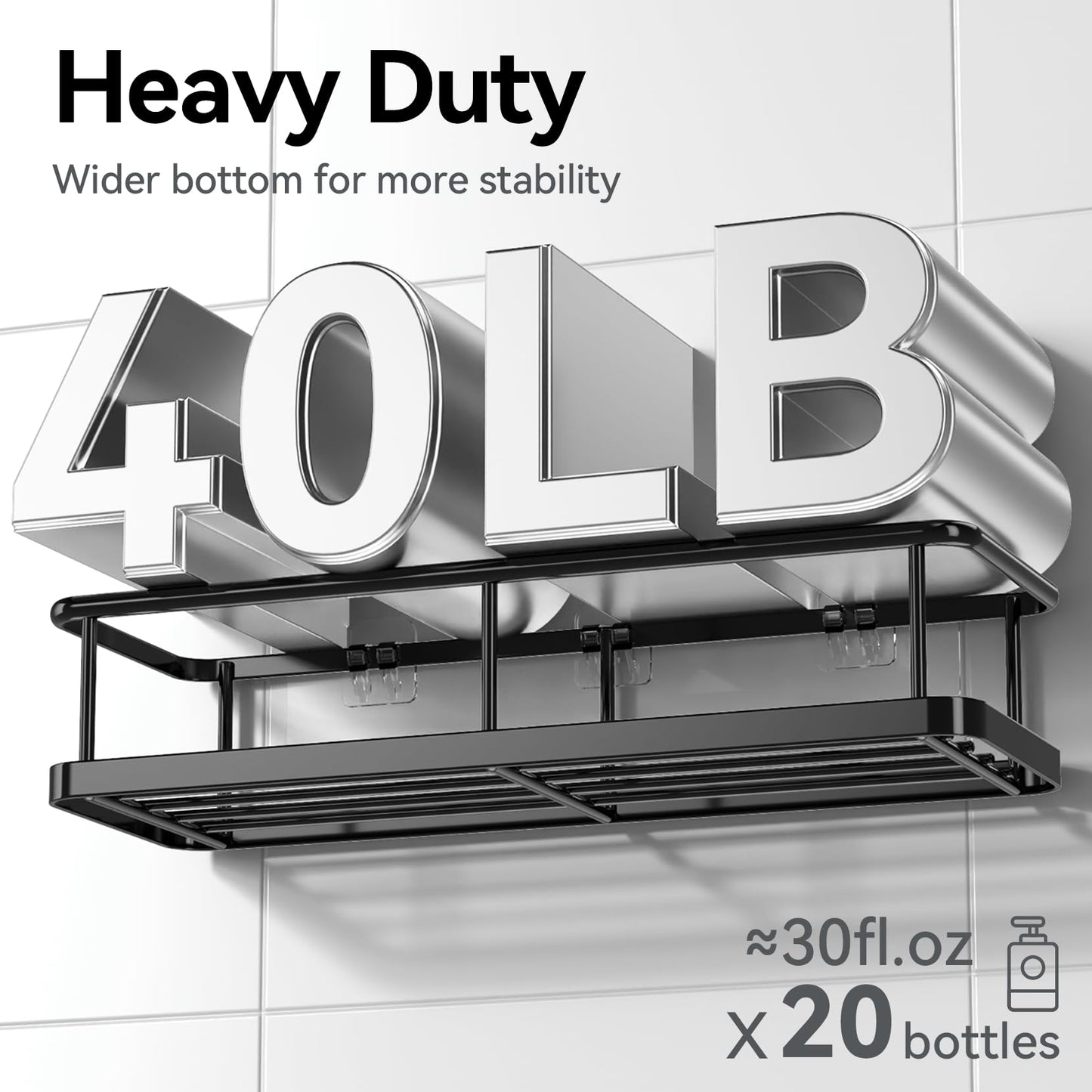 YASONIC Shower Caddy, 100% Rustproof Shower Shelves for Inside Shower, No Drilling Bathroom Organizers and Storage, 6 Pack Large Capacity Bathroom Shelves for Kitchen & Home Decor