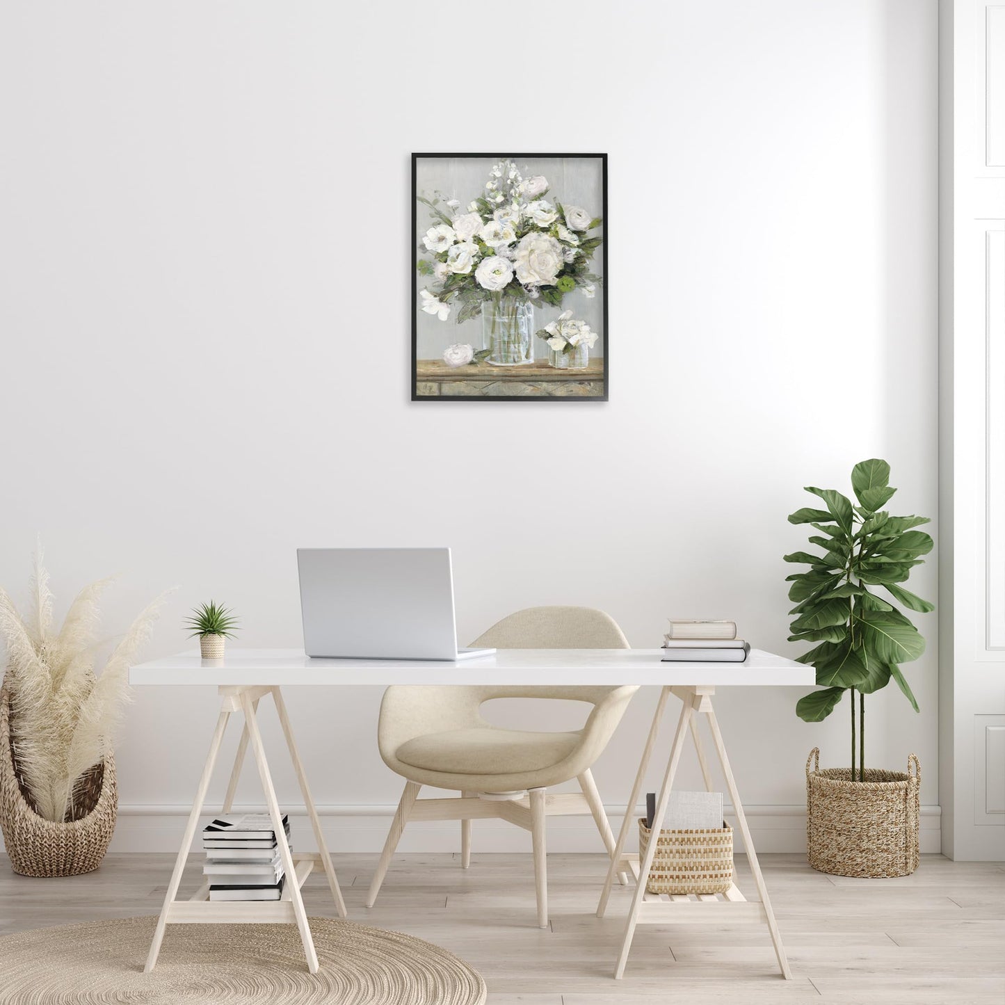 'Country White Full Blossoms'| Framed Giclee Art