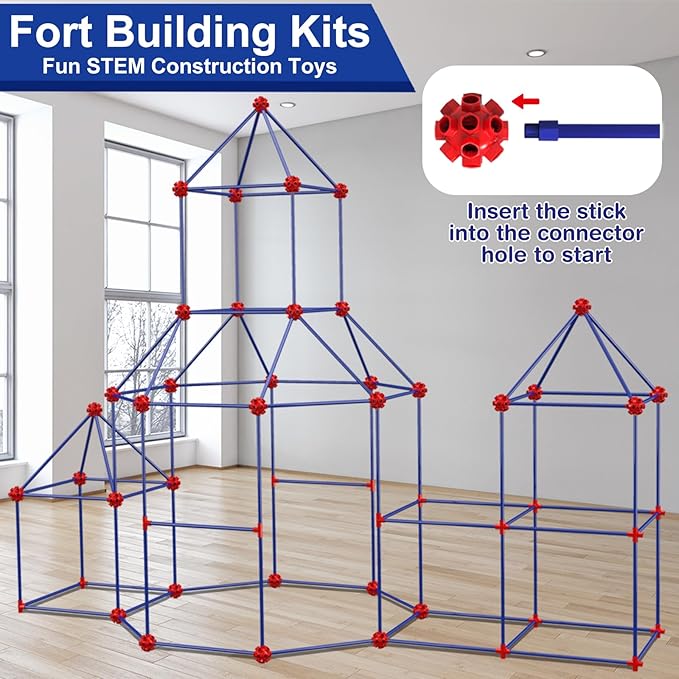 V-Opitos 180 Pack Fort Building Kits for Kids Age 4 5 6 7 8+ Years Old Creative STEM Building Toys for DIY Castles Tunnels Play Tent Ideal Christmas Birthday Gifts for Boys &amp Girls