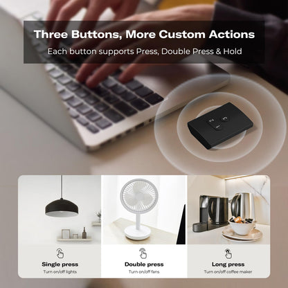THIRDREALITY Smart Button ZB2,ZigBee Hub Required,3 Wireless Button,Remote Control,Compatible with Home Assistant,SmartThings (2015/2018),Aeotec,Homey Bridge,Homey Pro,Rechargeable Lithium Battery