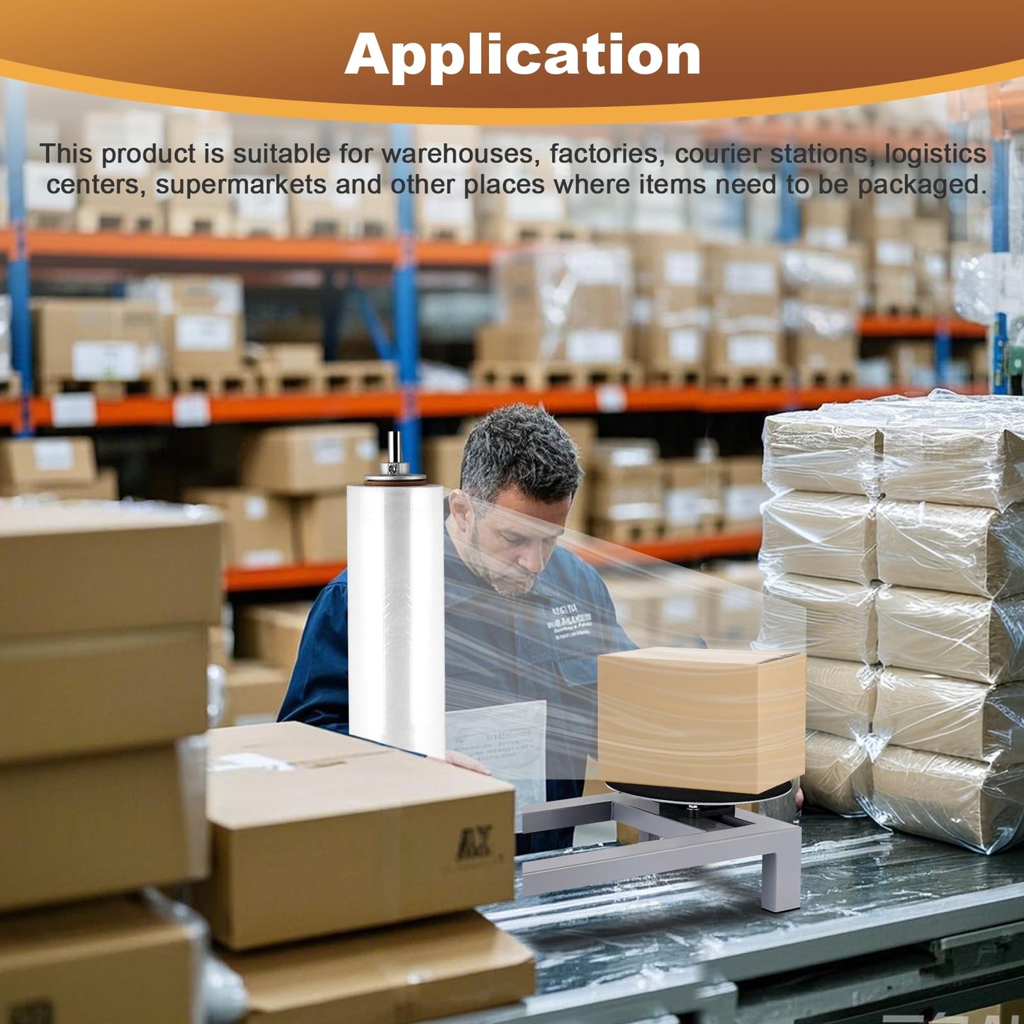 Manual Pallet Wrapper Stretch Film Wrapping Bench, Heavy Duty Film Dispenser Packing Machine for 12-20" Film, Industrial Pallet Wrapping Machine for Small Business Packaging, Shipping & Warehousing