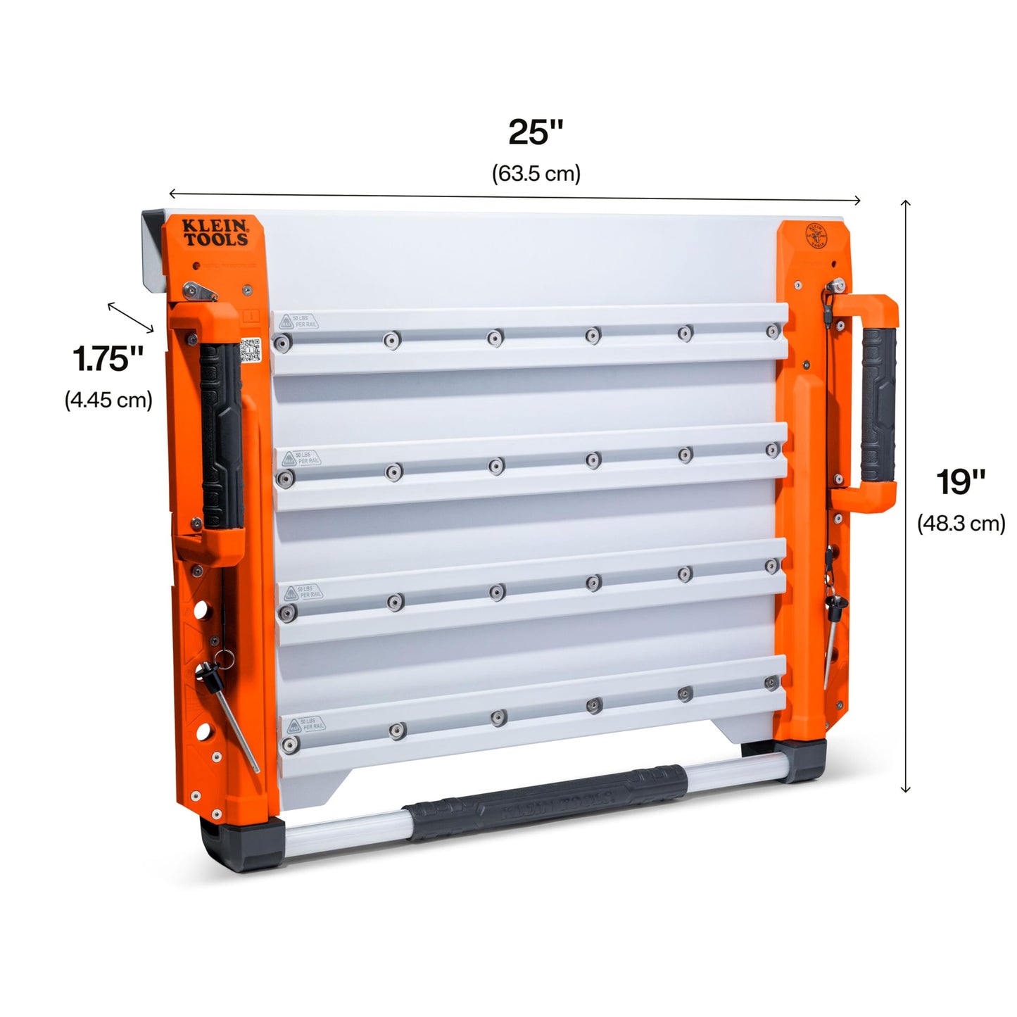 KLEIN TOOLS BC700WA LiftPro 24-Inch Wall Mount System, Heavy-Duty Modular Tool Organization with Four Interior and One Exterior Rail, 50-Pound Capacity Per Rail For Man Lift and Scissor Lift