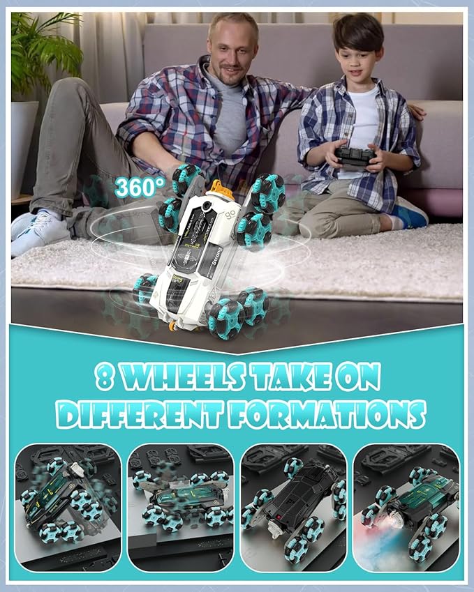 ATHLERIA Gesture Sensing Stunt Rc Cars 2.4Ghz 8Wd Rechargeable Racing Drift Double-Sided Car Hand Remote Control Crawler Toy for Boys 8 9 10 11 12 Year Old Christmas Birthday Party Present for Kids