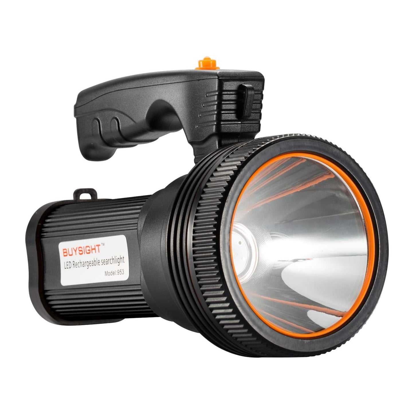 BUYSIGHT Rechargeable Spotlight Flashlight High Lumen Handheld Spot Light LED Flashlight with Handl Ultra-Long Standby Electric Torch with USB Output （Classic Black）