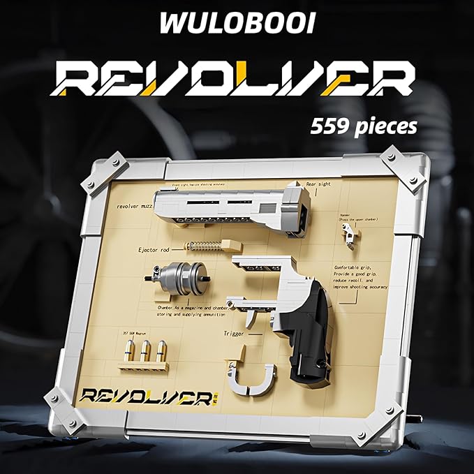Revolver Building Blocks Gun Sets Exquisite Decorations for Home and Office Model Guns Collection Toy Building Bricks - Creative Gift for Adults Teens and Militarily Toy Lovers 559 Pieces