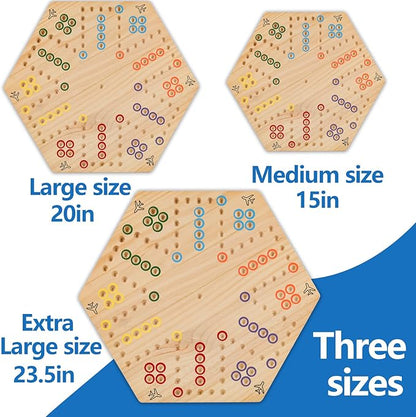 Wahoo Marble Board Game - Extra Large 23.6 Inches Game Board for 4 and 6 Players Classic Family Fun with 30 Marbles 6 Dice Storage Bag &amp Gift Box Bright Colors. (Extra Large Log)