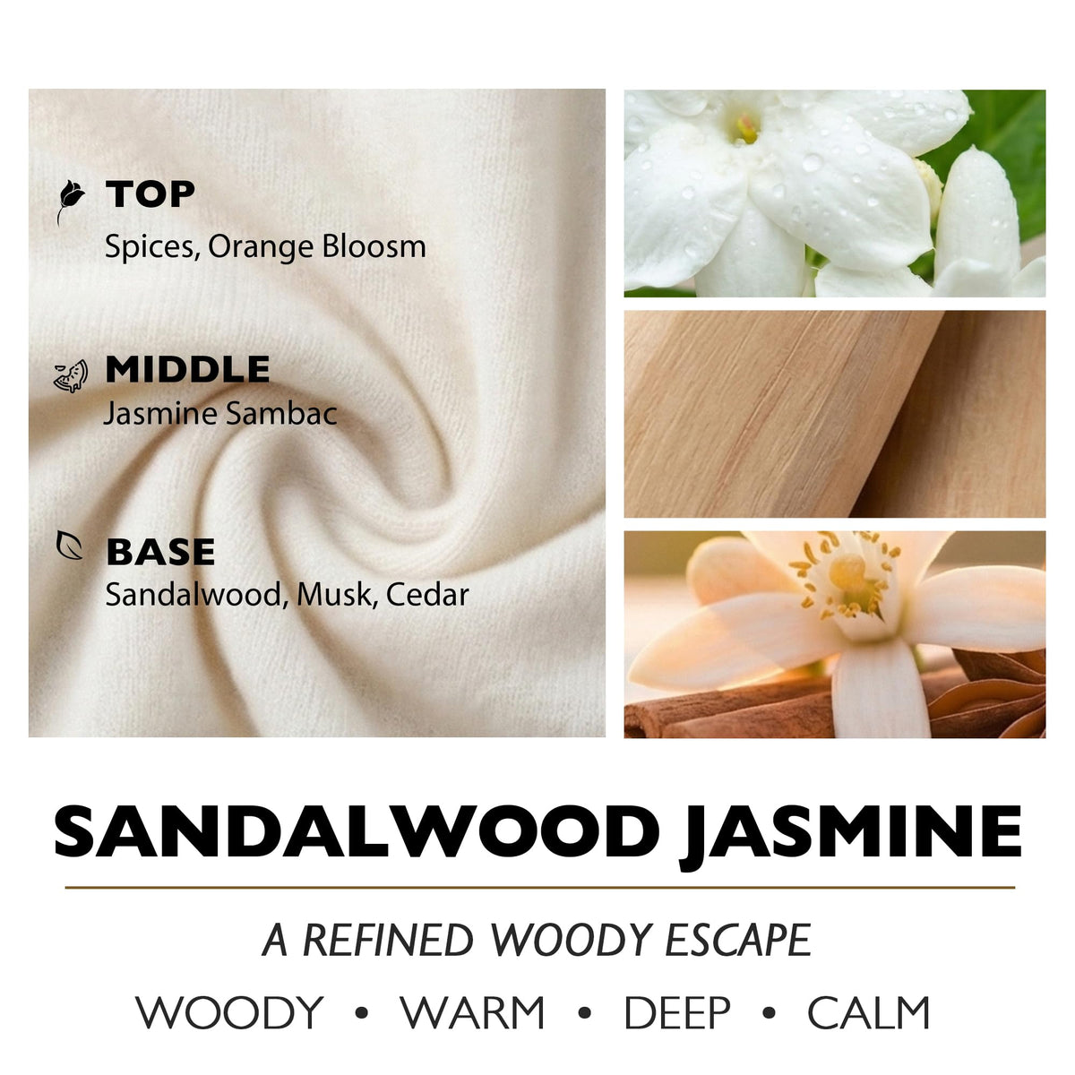 HomeLights Soy Wax Candles for Home Scented, 3-Wick Candles in Sandalwood Jasmine Scented, Industrial Chic Aromatherapy Candles Gift for Parties, Relaxing, 34oz