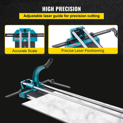 BestEquip Manual Tile Cutter 48 Inch, Laser Guide & Tungsten Wheel for Precision, Cuts Porcelain & Tile, All-Steel Durable Frame, Large 48-Inch Capacity for professional installers or beginners