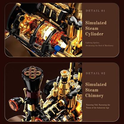 Retro Mechanical Steam Car Building Block Set MOC Classic Car Kit Supercar Toy Model Adult Building Block Car Collector Set (1-1)