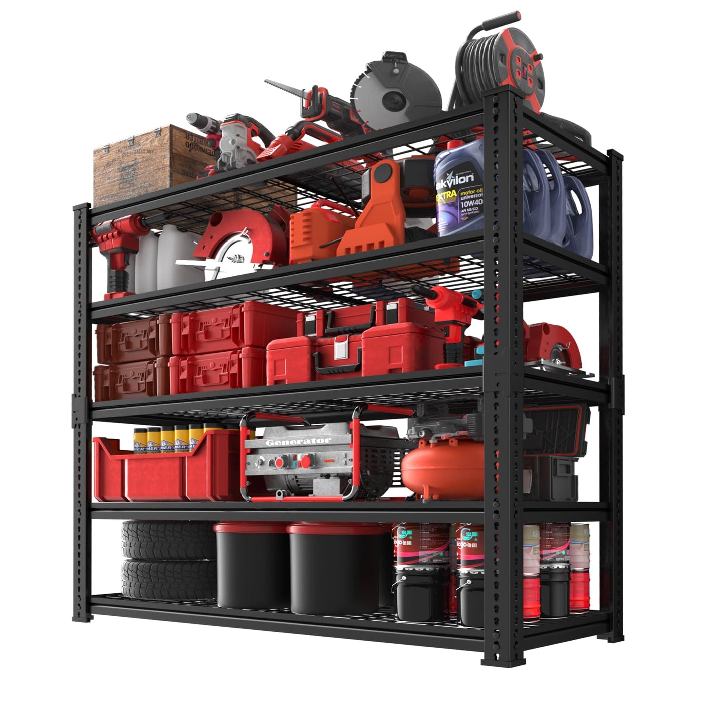 Storage Shelves, Garage Shelving Heavy Duty 2500 LBS Capacity, 40"L x 18"W x 72"H Adjustable Metal Shelving Organizer Wire Rack, 5 Tier Utility Shelf Unit for Pantry Closet Warehouse Organization