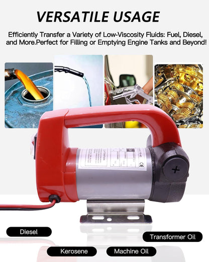2025 NEW 110V Fuel Transfer Pump,Diesel Transfer Pump with Filter,Fuel Transfer Hose and Auto Fuel Nozzle for Diesel, Kerosene and Transformer Oil,12 GPM