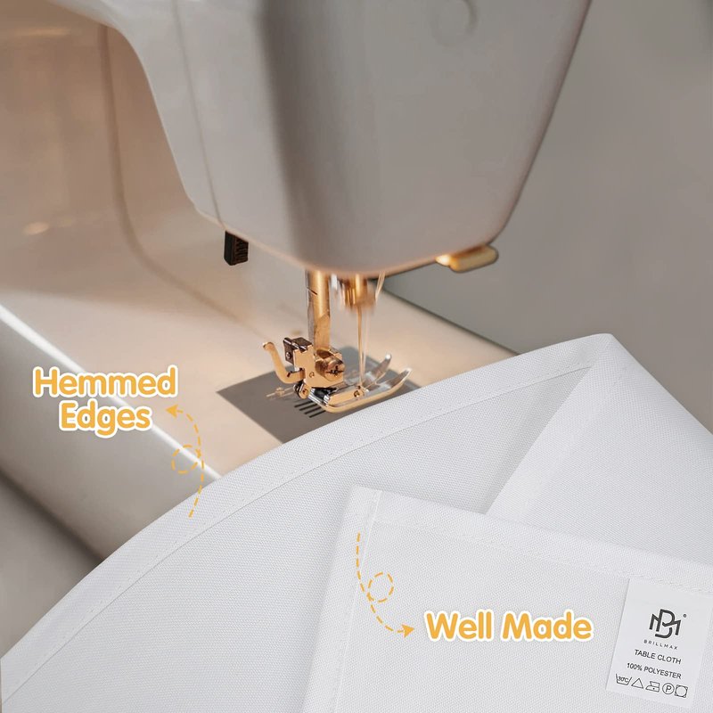 BRILLMAX 4 Pack White Tablecloths 90 x 132 Inch for 6ft Rectangle Tables - 150 GSM Polyester Fabric, Floor Length Drop, Water, Stain & Wrinkle Resistant Cloth Cover for Wedding Reception Banquet