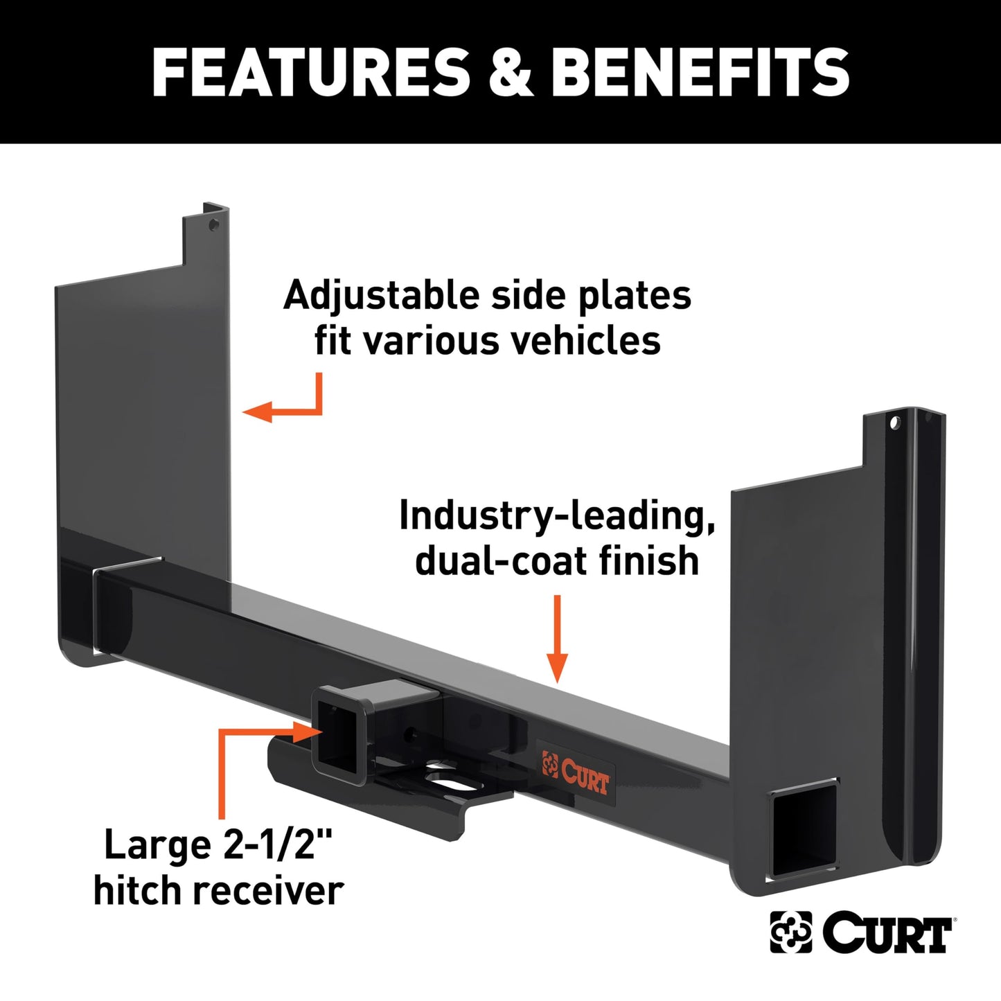 Universal Weld-On Trailer Hitch, 2-1/2" Receiver (Up to 44" Frames, 18" Drop)