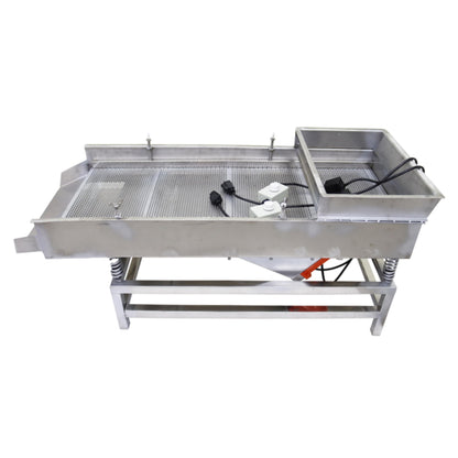 TECHTONGDA Straight Vibrating Sieve Screen Shaker Electric Linear Sifter Machine Stainless Steel One Layer Two Motor 4mm Screen Size 15.7×37.4inch 110V