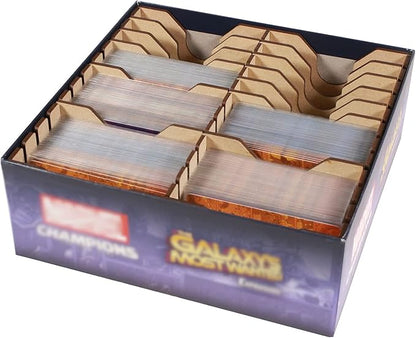 The Broken Token Game Organizer Compatible with Marvel Champions - Wooden Game Organizing Box with Multiple Dividers