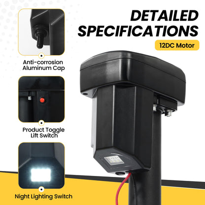 12V Electric Tongue Jack 5000lb A-Frame Heavy Duty Trailer Jack 18” Travel Add 4.5” with The Drop Foot & LED Light for Travel Trailer Camper, Protective Cover Included