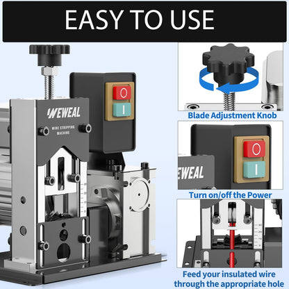 Wire Stripping Machine, 0.06''-1.18'' Automatic Wire Stripping Tool with All Aluminum Frame, Electric Wire Stripper Machine for Recycling Copper Wire