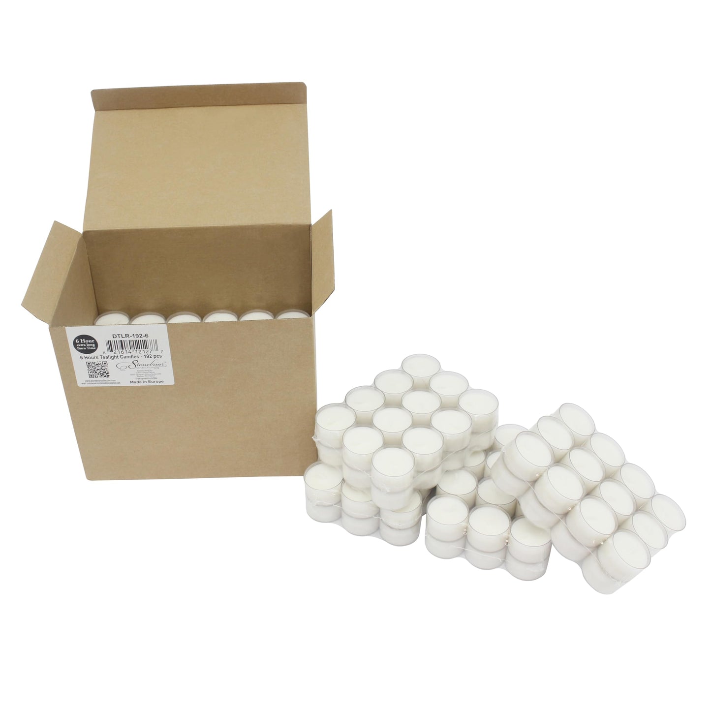 Stonebriar 192 Count White Unscented 6 to 7 Hour Extended Burn Time Clear Cup Tea Light Candles (Pack of 2)