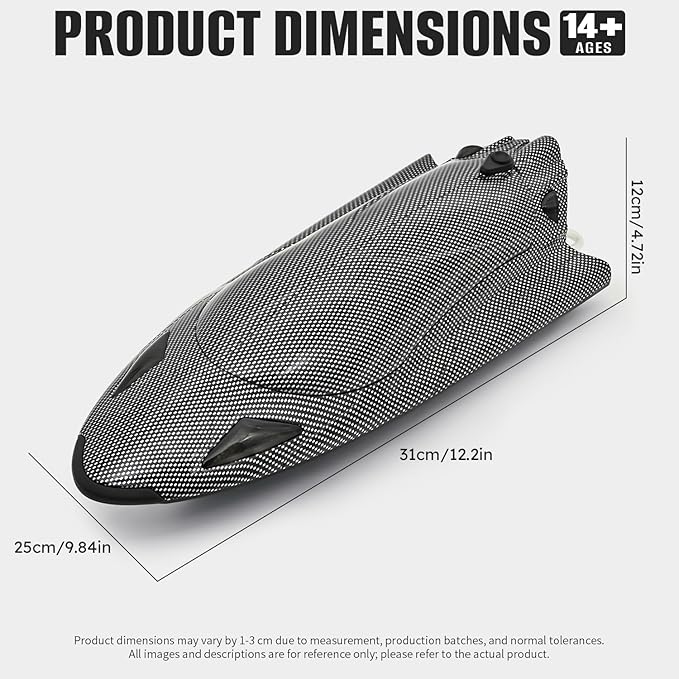 Rc Boat12 inch Big Remote Control Boats with LED Light40 KPH Fast RC Speed Boats with 2000mAh Battery Ideal Waterproof Toy Boats for Lakes &amp Pools &amp Salt Water Summer Toys for Adults