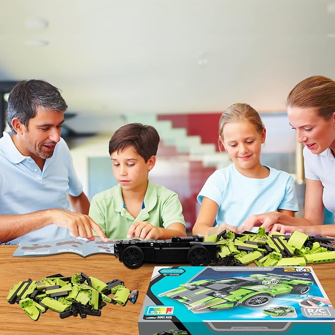 STEM Building Toys for Kids with 2-in-1 Remote Control Racer Snap Together Engineering Kits Early Learning Racecar Building Blocks - Best Gift for 6 7 8 9＋Year Old Boys and Girls