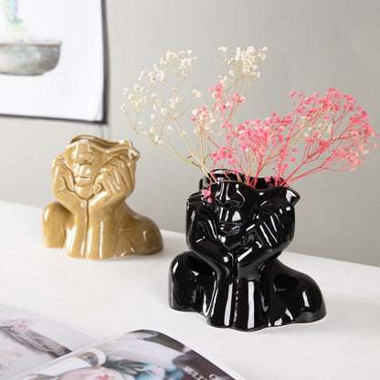 Abstract Face Flower Pot Silicone Mold Succulent Planter Vase Plaster Concrete Mold Candle Pen Holder Mold Cement Clay Resin Mould
