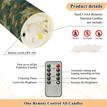 Gravopti Abstract Pattern 2 Pack Flameless LED Pillar Candles with Remote & Timer, Battery Operated, Flickering Wax Candle for Wedding, Romantic Home & Party Decor