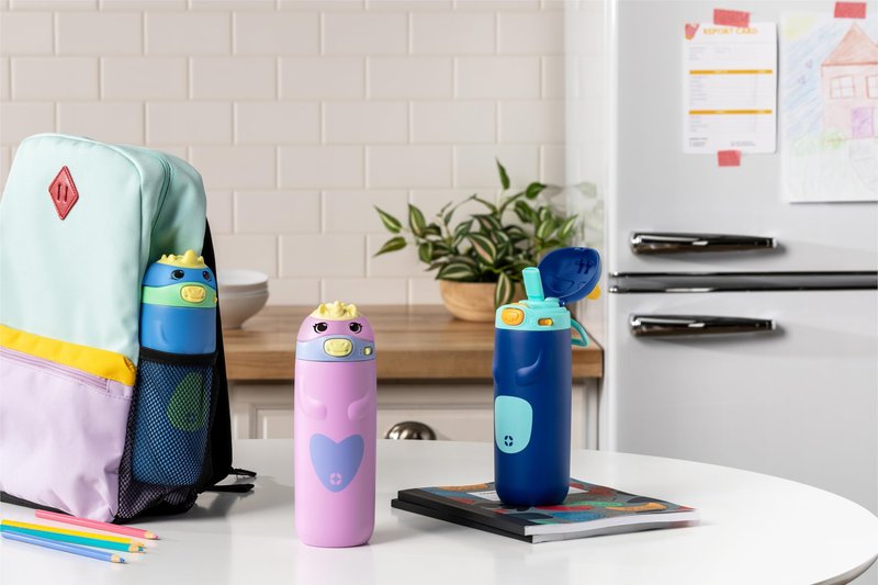 Ello Ellies 12oz Vacuum Insulated Stainless Steel Kids Water Bottle with Straw and Built-in Carrying Handle and Leak-Proof Locking Lid for School Backpack, Lunchbox and Outdoor Sports, Cat