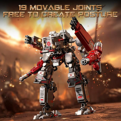 HIGH GODO Crimson Fighter Mech Robot Transforming Building Blocks Set for AdultsCity Warrior Justice Hero Soldier Mech Model Building Kit Cool Creative Robots Toys Gift for Teens 523 Pieces