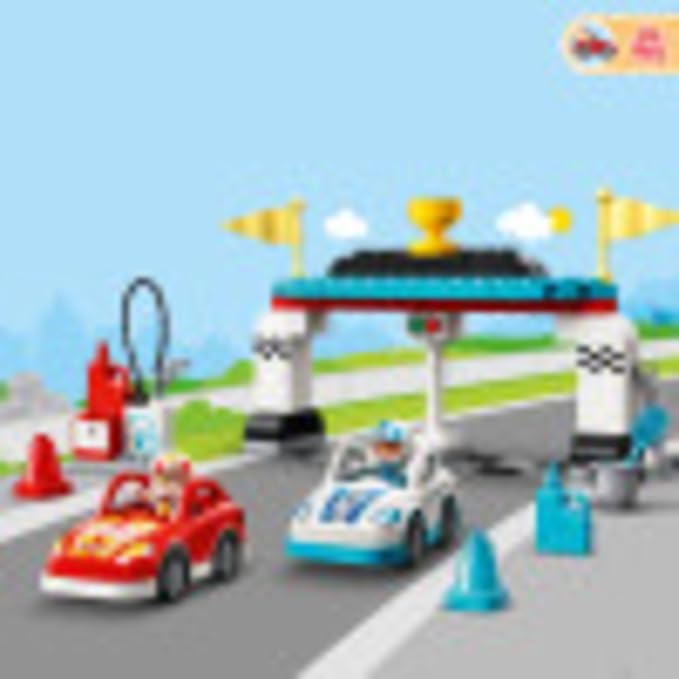 LEGO DUPLO Town Race Cars 10947 Cool Car-Race Building Toy Imaginative Developmental Playset for Toddlers and Kids New 2021 (44 Pieces)