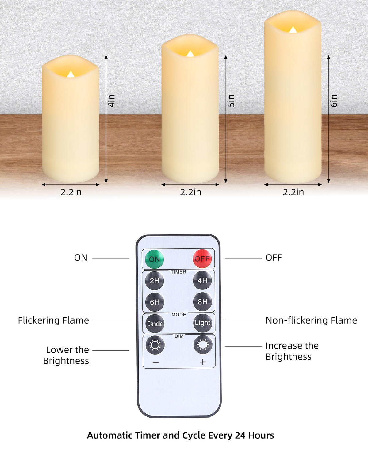 Waterproof Flameless Candles, 12 PC Battery Operated LED Pillar Candles with 2 Remote Controls & Timer, Flickering Indoor Outdoor Candles for Wedding, Patio, Easter, Bathroom, Home Decor, 4''5''6''