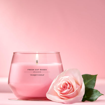 Yankee Candle Studio Scented Candle with up to 50 Hour Burn Time, Premium Plant Wax Blend for Consistent Burn, 10 oz Jar Candle with Room Filling Fragrance, Fresh Cut Roses (Pack of 1)