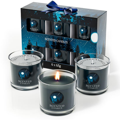 CHILLFLAME Scented Candles Gifts for Men, Candles Gift Set for Him, 6 Scented Candles for Dad, Teacher, Birthday Gifts for Men/Women (Black, 14 oz)