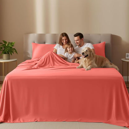 Utopia Bedding Full Size Sheet Set - Soft, Breathable Microfiber, 4-Piece in Coral | Oeko-Tex Certified
