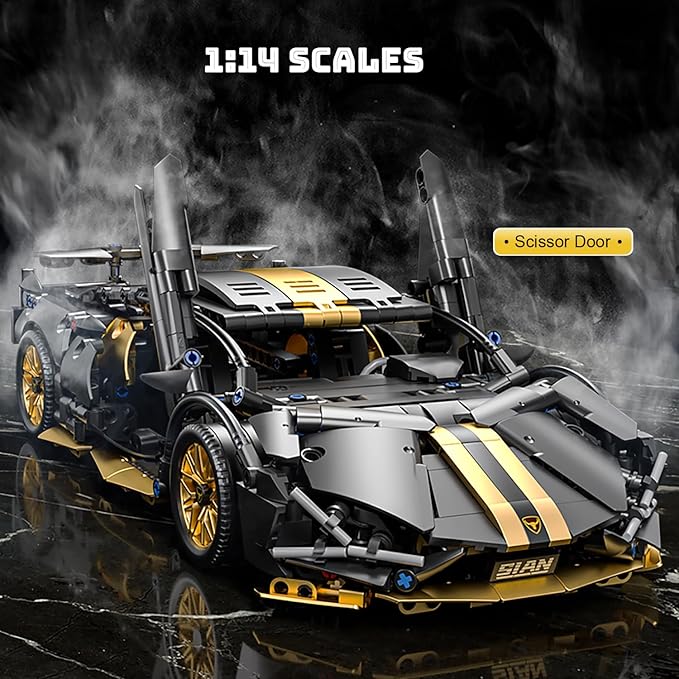 Sport Race Car Building Block Sets for Adults Boys1:14 Technical Remote Control APP Supercar Toys Kits with LED Lights Collectible MOC Contruction for Teens Age 8-12 8-1414+