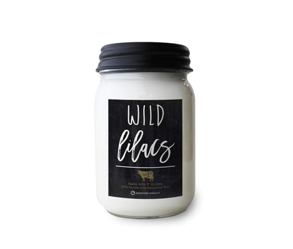 Milkhouse Candle Company Wild Lilacs Soy Candles - Lilacs | Jasmine & Lily | Verdant Greens Scented - 13 oz Mason Jar with Lid, 70+ Hour Burn Time, Made in the USA