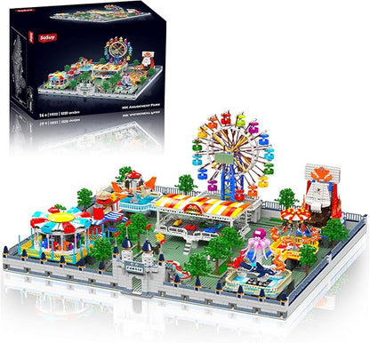 Sosuy Amusement Park Building Blocks Set 5220+ Pcs with Motorized Ferris Wheel Carnival Rides and Funfair Architecture Model STEM Toy for Boys Teen Kids Adults for Kids 8+