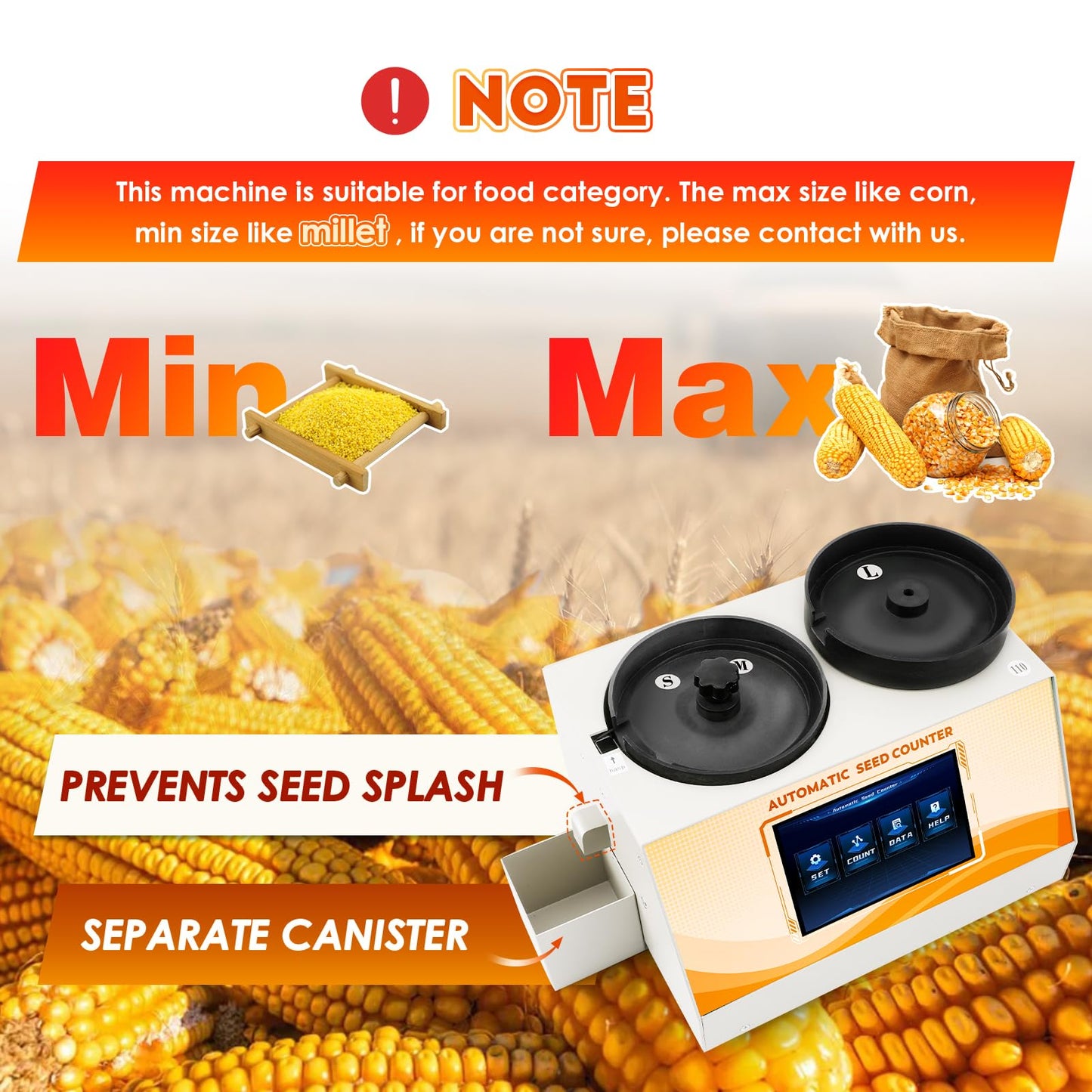 CGOLDENWALL 3Plates Automatic Multi-functions Touchscreen Seeds Counter Machine With Data Storage, Adjustable Speed/Brightness, High Precision Counting for Various Shapes Cereals Seeds Grain