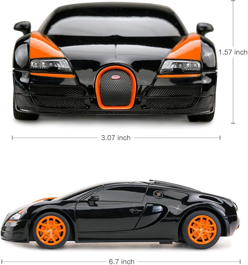 RASTAR RC Car | 1:24 Bugatti Veyron 16.4 Grand Sport Vitesse Radio Remote Control Racing Toy Car Model Vehicle Black/Orange