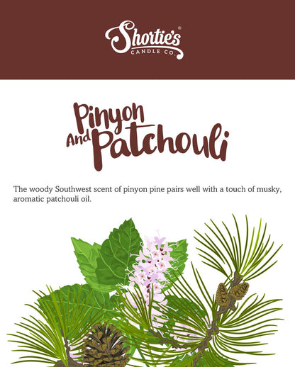 Shortie's Candle Company Pinyon & Patchouli Premium Wax Melts 4 Pack - 12 Oz., Strong & Long Lasting, Non-Toxic - Made with Essential & Natural Oils - Formula 117